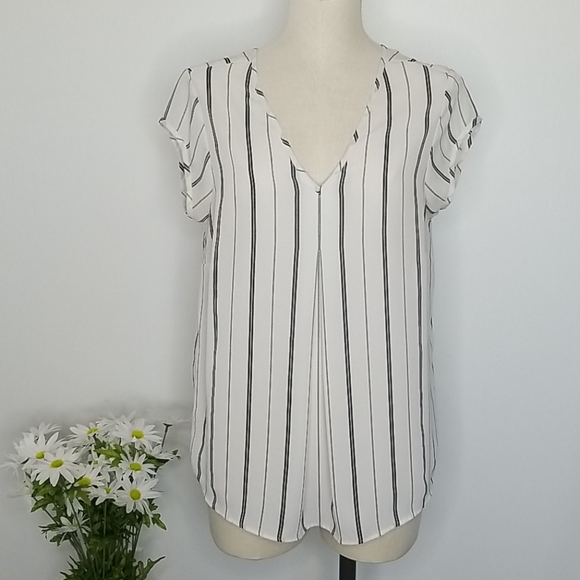 Halogen Striped Short Sleeves Top Medium - Picture 1 of 11